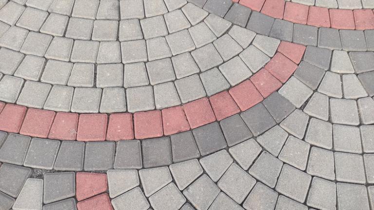 Red brick pavement, brick wall, brick paving block for footpath.Red brick walkway. Street floor tiles. Brick blocks for background, texture of brick road for background