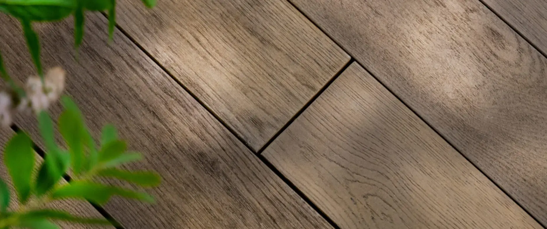 Antique-Oak-Decking-with-plant